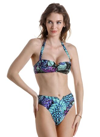 Раздельный купальник со змеиным принтом Alexandra: лиф-фашия и высокие плавки